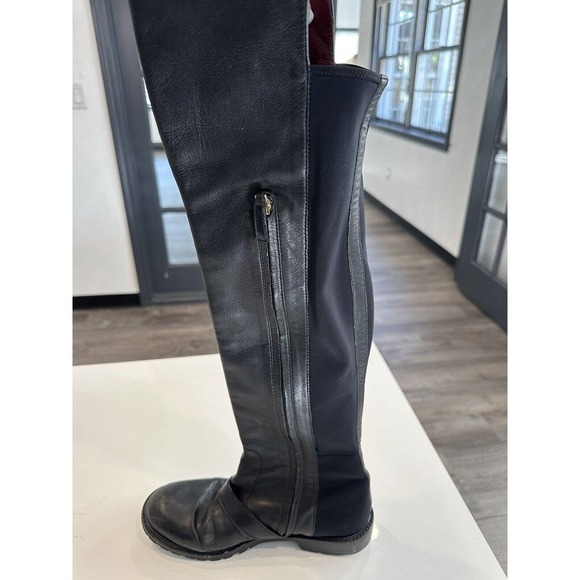 Marc by Marc Jacobs -Tall Flat Black Boots Genuine Leather Sz 37.5 US 7 - Picture 11 of 13
